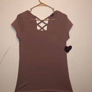 Off pink cris-cross back T-Shirt